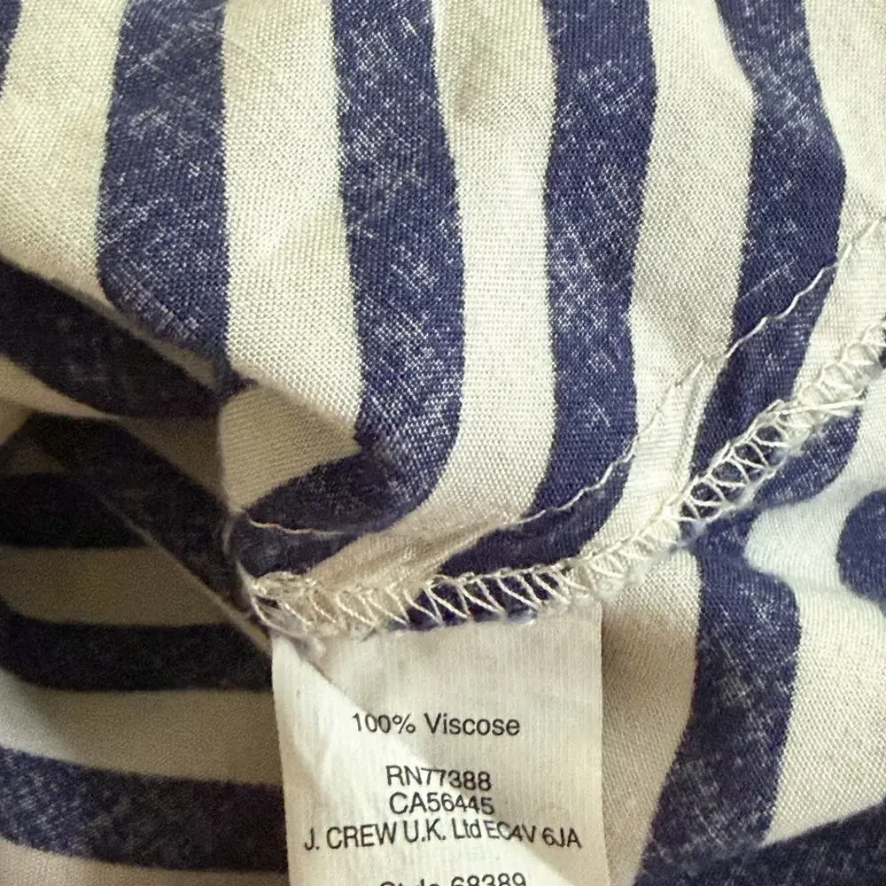 J.Crew Blue White Stripe Shift Dress Womens Size 2 Pleated Short Sleeve